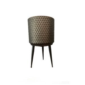 Galvanized Zinc Finish Stamped Metal Planter With Metal Stand